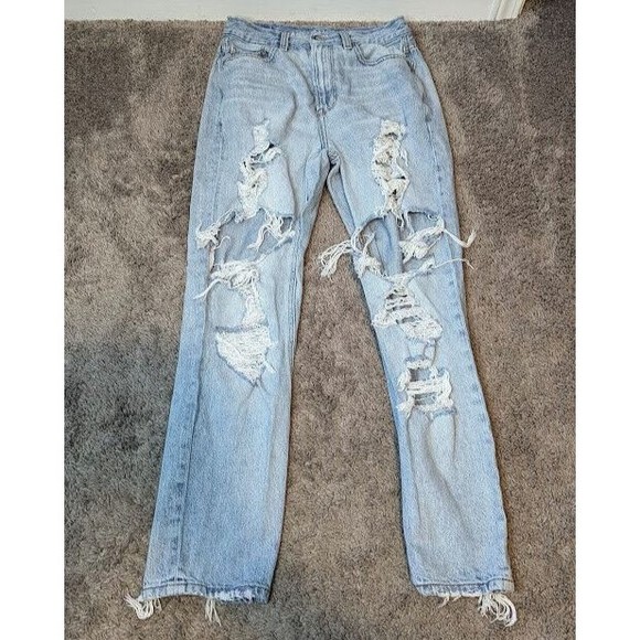 American Eagle Mom Jean Distressed Light Wash Women’s Size 4 - Picture 1 of 7